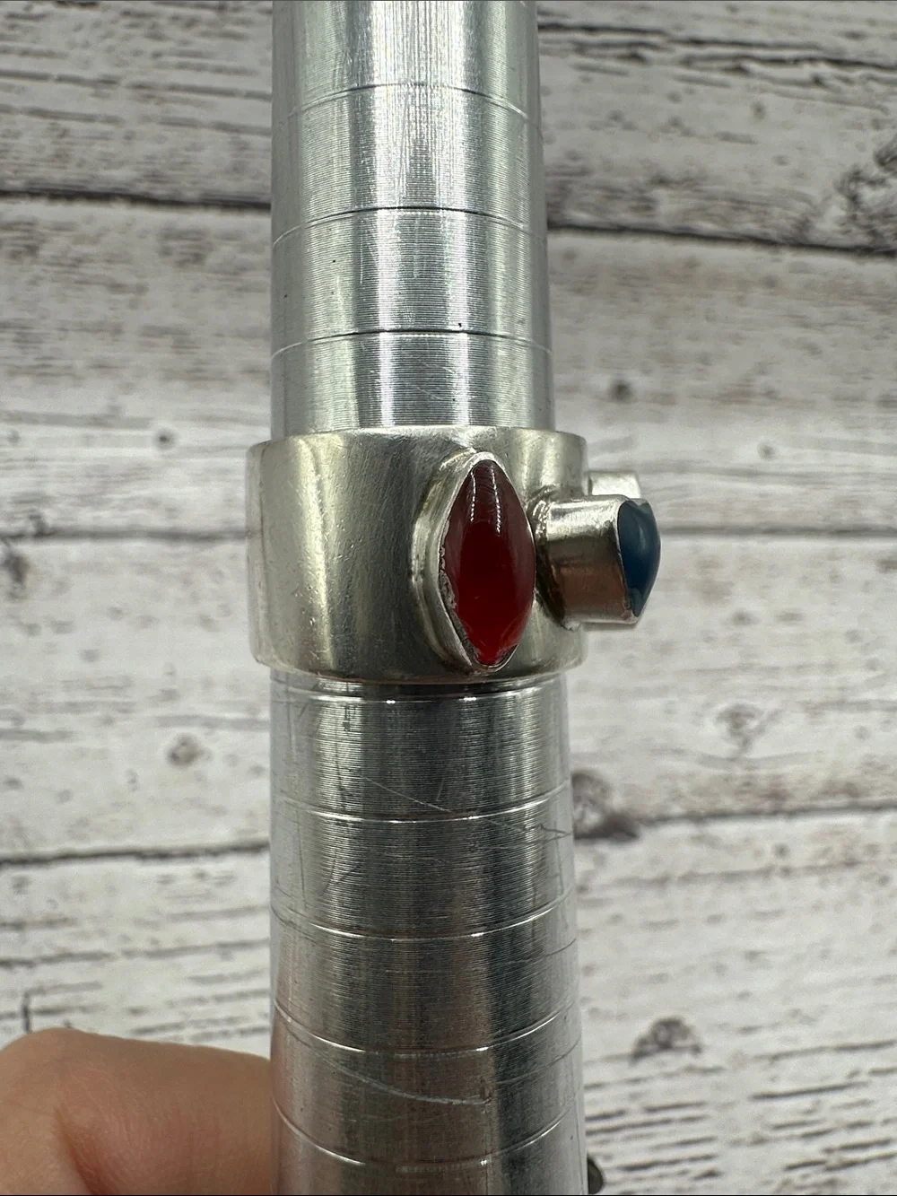 Taxco Silver Band Ring with Red, Blue and Green Accents
